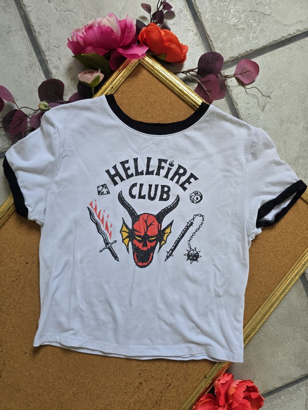 Netflix Stranger Things Crop Hellfire Club Baby Tee